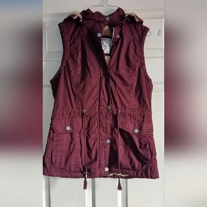 Royalty For Me Burgundy Hooded Vest